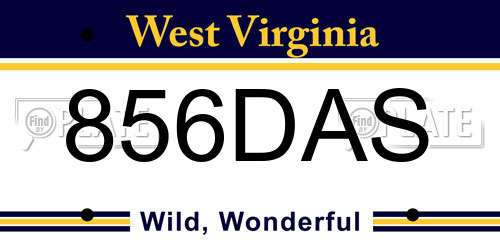 856DAS West Virginia License Plate