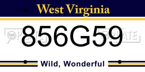 856G59 West Virginia License Plate