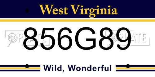 856G89 West Virginia License Plate