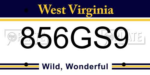 856GS9 West Virginia License Plate