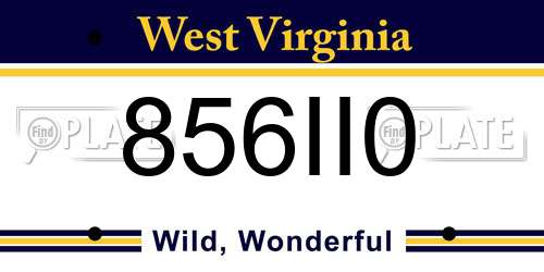 856II0 West Virginia License Plate