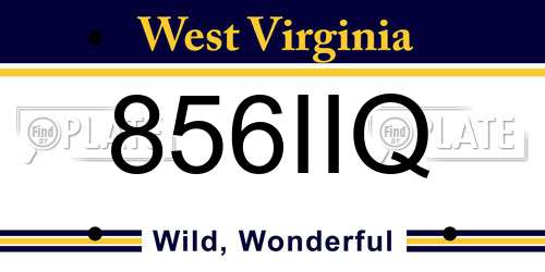 856IIQ West Virginia License Plate