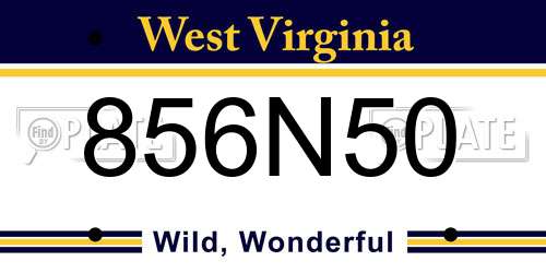 856N50 West Virginia License Plate