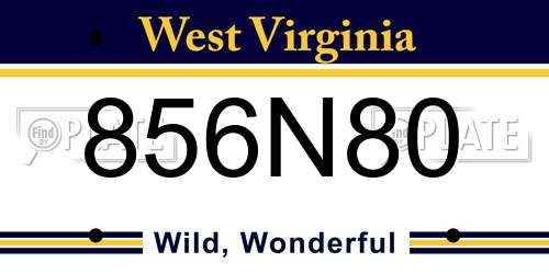 856N80 West Virginia License Plate