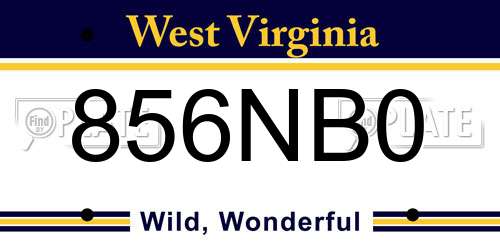 856NB0 West Virginia License Plate