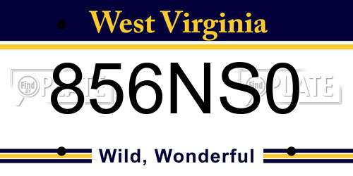 856NS0 West Virginia License Plate
