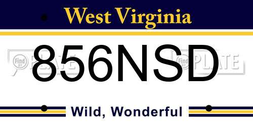 856NSD West Virginia License Plate