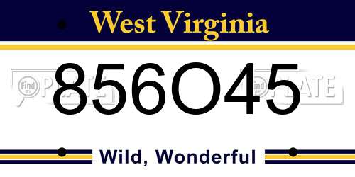 856O45 West Virginia License Plate