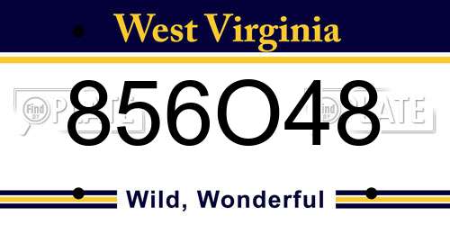 856O48 West Virginia License Plate