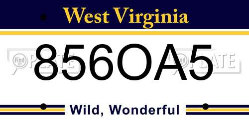 856OA5 West Virginia License Plate