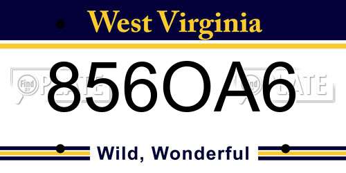 856OA6 West Virginia License Plate