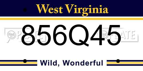 856Q45 West Virginia License Plate