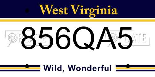 856QA5 West Virginia License Plate