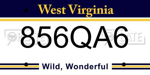 856QA6 West Virginia License Plate