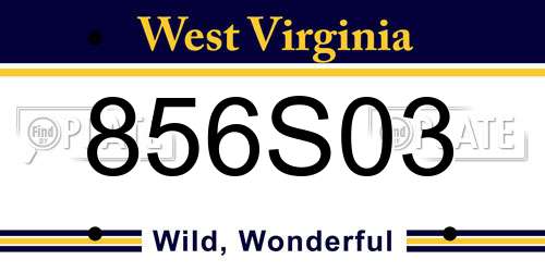 856S03 West Virginia License Plate