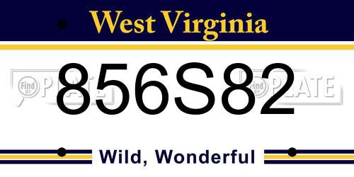 856S82 West Virginia License Plate