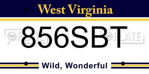 856SBT West Virginia License Plate