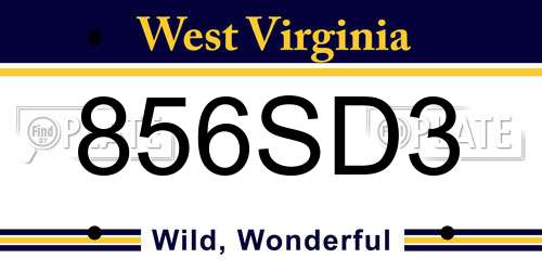 856SD3 West Virginia License Plate