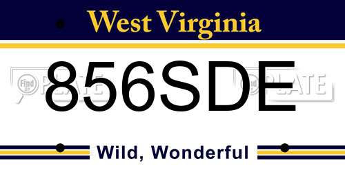 856SDE West Virginia License Plate