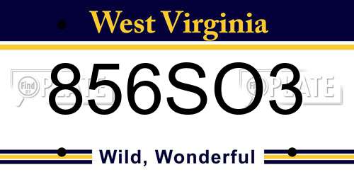 856SO3 West Virginia License Plate