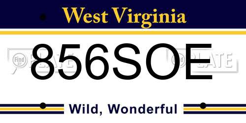 856SOE West Virginia License Plate