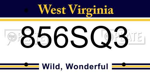 856SQ3 West Virginia License Plate