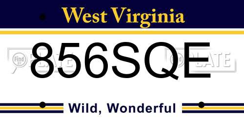 856SQE West Virginia License Plate