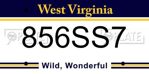 856SS7 West Virginia License Plate