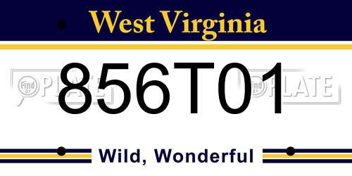 856T01 West Virginia License Plate