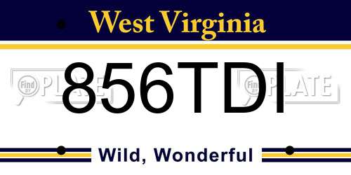 856TDI West Virginia License Plate