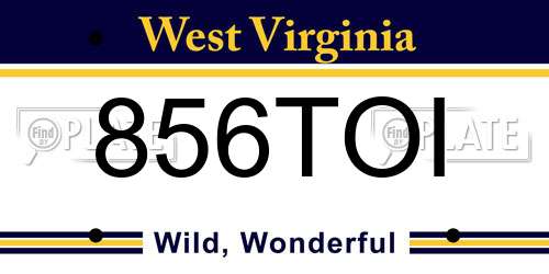 856TOI West Virginia License Plate