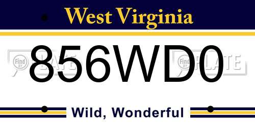 856WD0 West Virginia License Plate