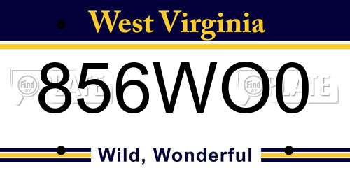 856WO0 West Virginia License Plate