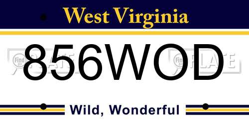 856WOD West Virginia License Plate