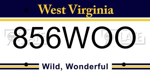 856WOO West Virginia License Plate