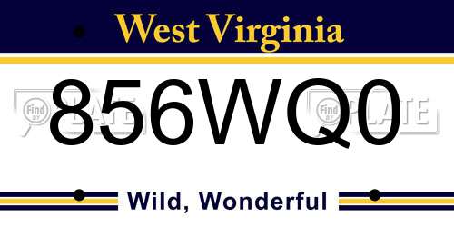 856WQ0 West Virginia License Plate