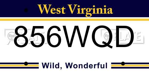 856WQD West Virginia License Plate