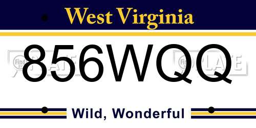 856WQQ West Virginia License Plate