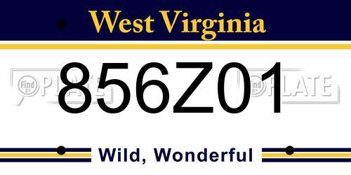 856Z01 West Virginia License Plate