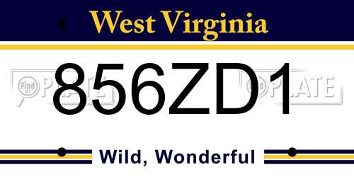 856ZD1 West Virginia License Plate