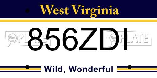 856ZDI West Virginia License Plate