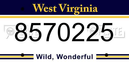 8570225 West Virginia License Plate