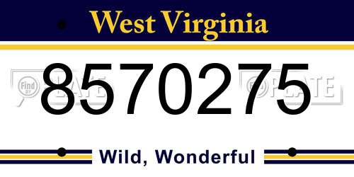 8570275 West Virginia License Plate