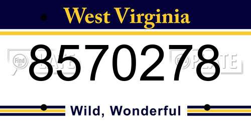 8570278 West Virginia License Plate