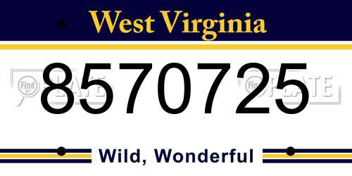 8570725 West Virginia License Plate
