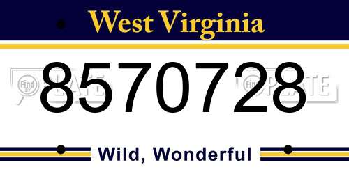 8570728 West Virginia License Plate