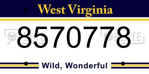 8570778 West Virginia License Plate