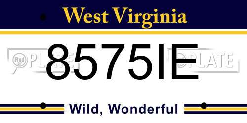 8575IE West Virginia License Plate