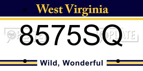 8575SQ West Virginia License Plate