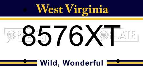 8576XT West Virginia License Plate